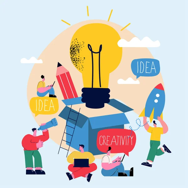 Idee Querdenken Content Development Brainstorming Kreativität Projekt Und Forschung Kreative — Stockvektor