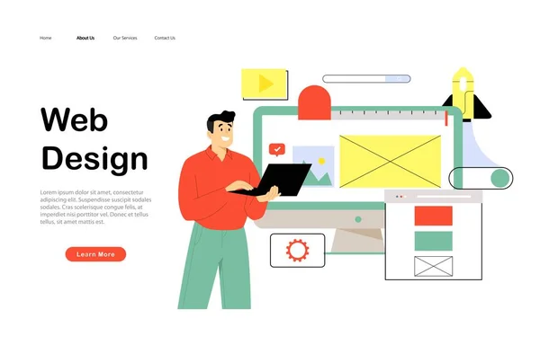 Web Designe Modelo Ilustração Vetorial — Vetor de Stock