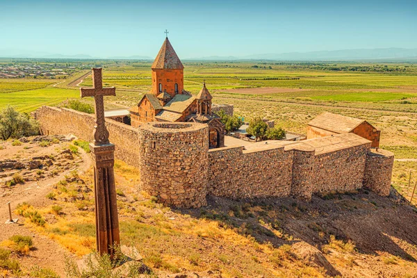 Famous Khor Virap Monastery Building Chapel Travel Religious Destinations Armenia — Stock Photo, Image