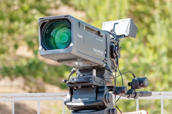 Июля 2021 Уфа Россия Цифровая Видеокамера Canon Оборудование Телевизионного Интернет — стоковое фото