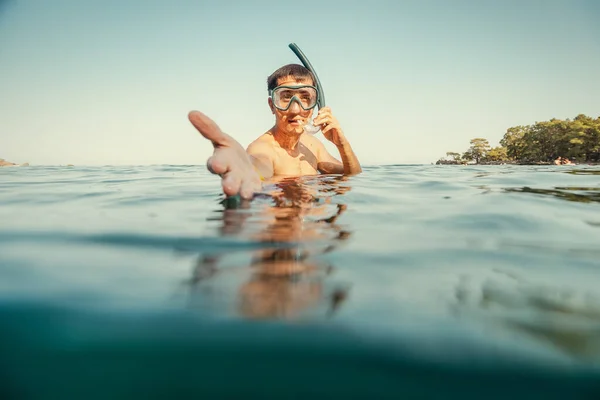 Siga Aprenda Básico Snorkeling Recreação Profundidade Mar Lazer Resort Peixes — Fotografia de Stock