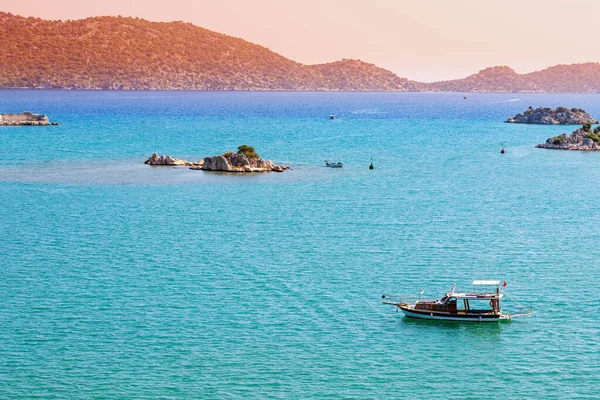 Ostrov Kekova Jeho Slavné Potopené Město Jedním Nejoblíbenějších Letovisek Turecku — Stock fotografie