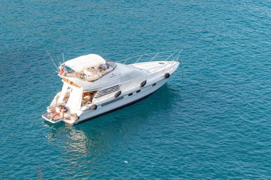 30 August 2021, Kemer, Turkey: Alone Yacht in the paradise lagoon