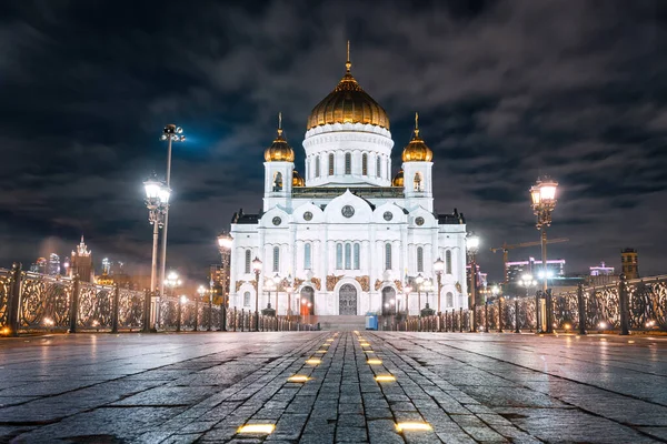 Cathédrale Christ Sauveur Nuit Comme Symbole Emblématique Tourisme Christianisme Russie — Photo