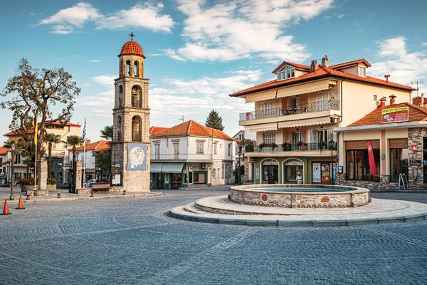 October 2021 Litochoro Greece Central Square Quiet Tourist Town Foot — Stock Photo, Image