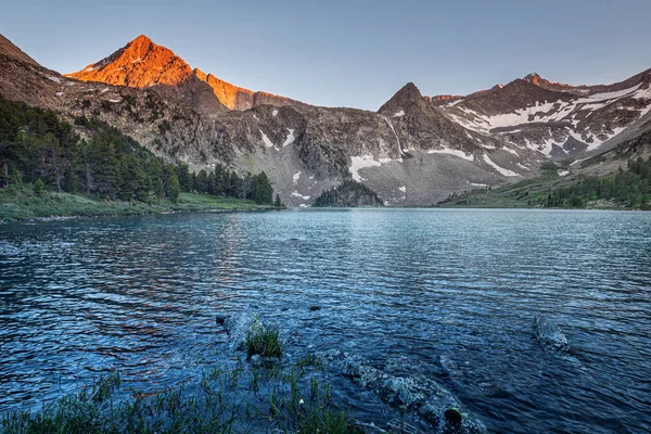 Vista Panorámica Mañana Famosa Atracción Natural Altai Rusia Lago Krepkoe — Foto de Stock
