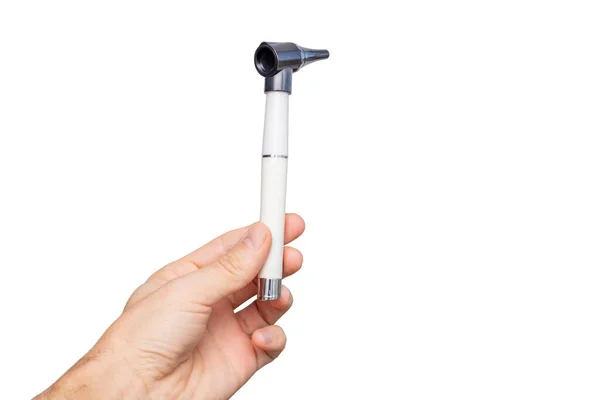 Otoscopio Isolato Bianco Dispositivo Esame Orecchio Udito Canale Nasale Strumenti — Foto Stock