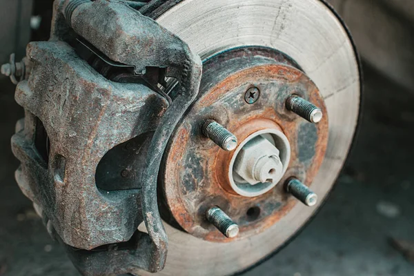 Rusty Old Brake Disc Serviced Replaced Car Inspected Mechanic Safety — ストック写真