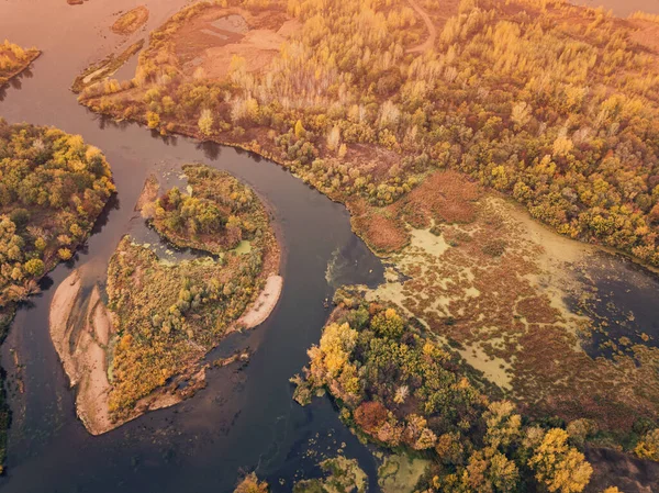 Aerial View Channels Streams Wetland Marsh Fishing Environment Concept — Stockfoto