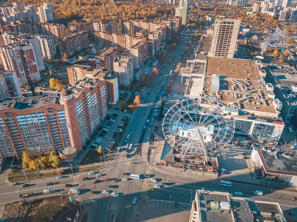 Oktober 2021 Ufa Rusland Luchtfoto Van Reuzenrad Stadsdeel — Stockfoto