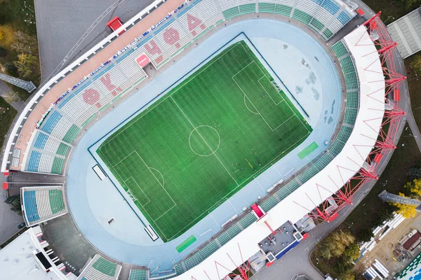 Października 2021 Ufa Rosja Widok Lotu Ptaka Stadion Piłkarski Piłka — Zdjęcie stockowe