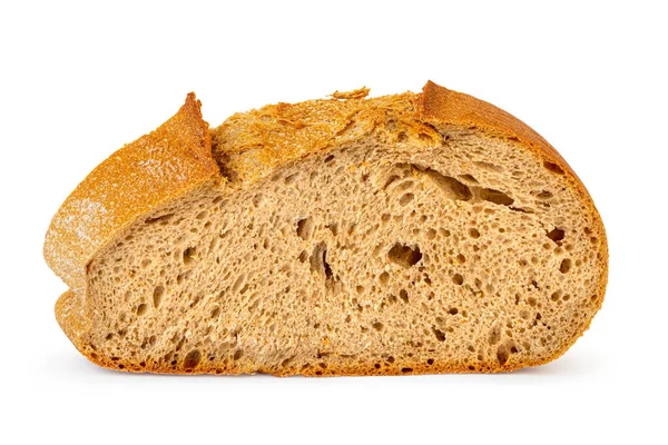 One Slice Cutted Grain Bread Bran Dietary Fiber Isolated White — Zdjęcie stockowe