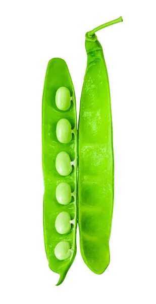 Fresh Green Pea Pod Isolated Clipping Path White Background Healthy — стоковое фото