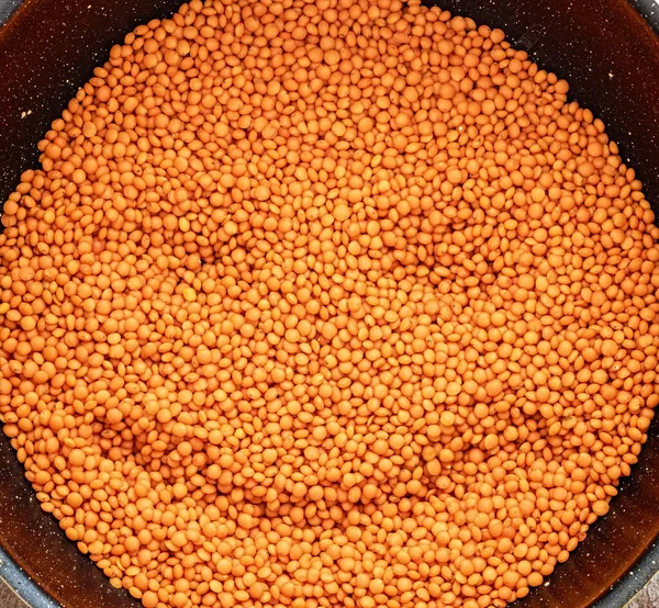 Red Lentils Food Texture Smiley Face Helthy Grain Reach Proteins — Fotografia de Stock