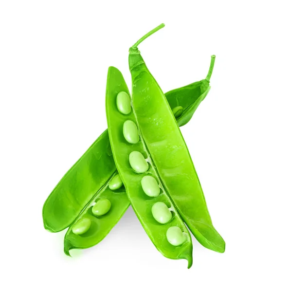 Fresh Green Peas Pods Isolated Clipping Path White Background Healthy — Stok fotoğraf