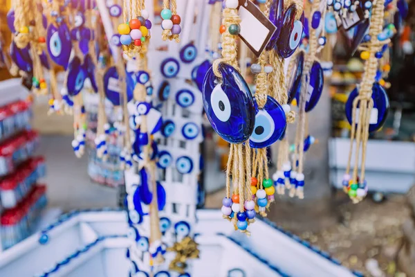 Evil Eye Turkish Bead Amulets Hanging Souvenir Store Gift Superstitions — Stock Fotó
