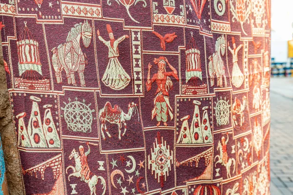 June 2022 Antalya Turkey Traditional Handmade Turkish Carpet Oriental Pattern — стоковое фото