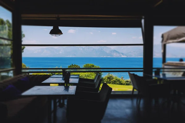 Terrace Cafe Restaurant Scenic Views Sea Mountains — Stockfoto