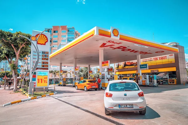 June 2022 Antalya Turkey Motorists Fill Cars Gasoline Diesel Turkish — Foto Stock