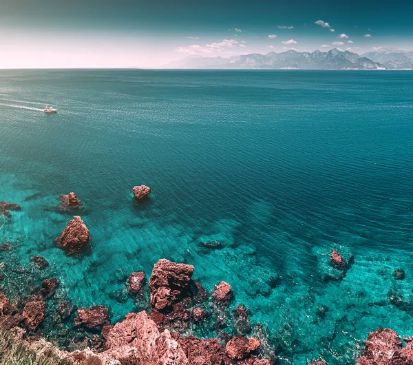 Aerial Scenic Panoramic Seascape View High Cliff Vacation Background Coastline — стоковое фото