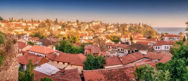 Panoramic Rooftop Cityscape View Antalya Resort Old Town Blue Sea — Stock fotografie