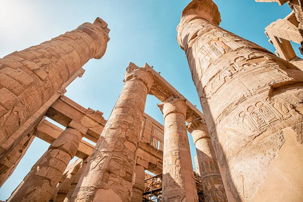Hypostyle Hall Huge Columns Karnak Temple Famous City Luxor Travel — 스톡 사진