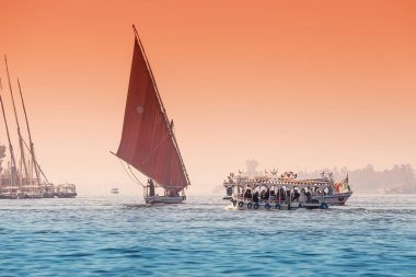 11 January 2021, Luxor, Egypt: felucca is a traditional sailing boat used for tourist transport and cruise down the Nile