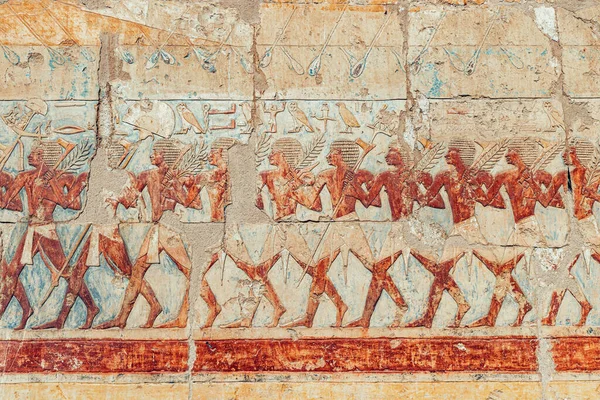 Egyptian Wall Murals Frescoes Paintings Hatshepsut Temple Luxor Religious Mysteries — Stockfoto