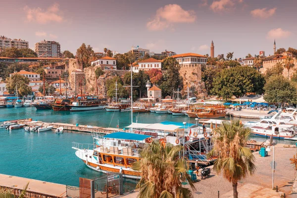 July 2022 Antalya Turkey Aerial View Picturesque Bay Marina Port — Stockfoto