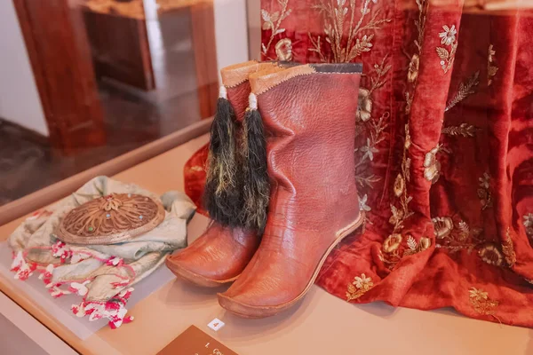 July 2022 Antalya Turkey Ottoman Turkish Female Dress Leather Boots — Fotografia de Stock