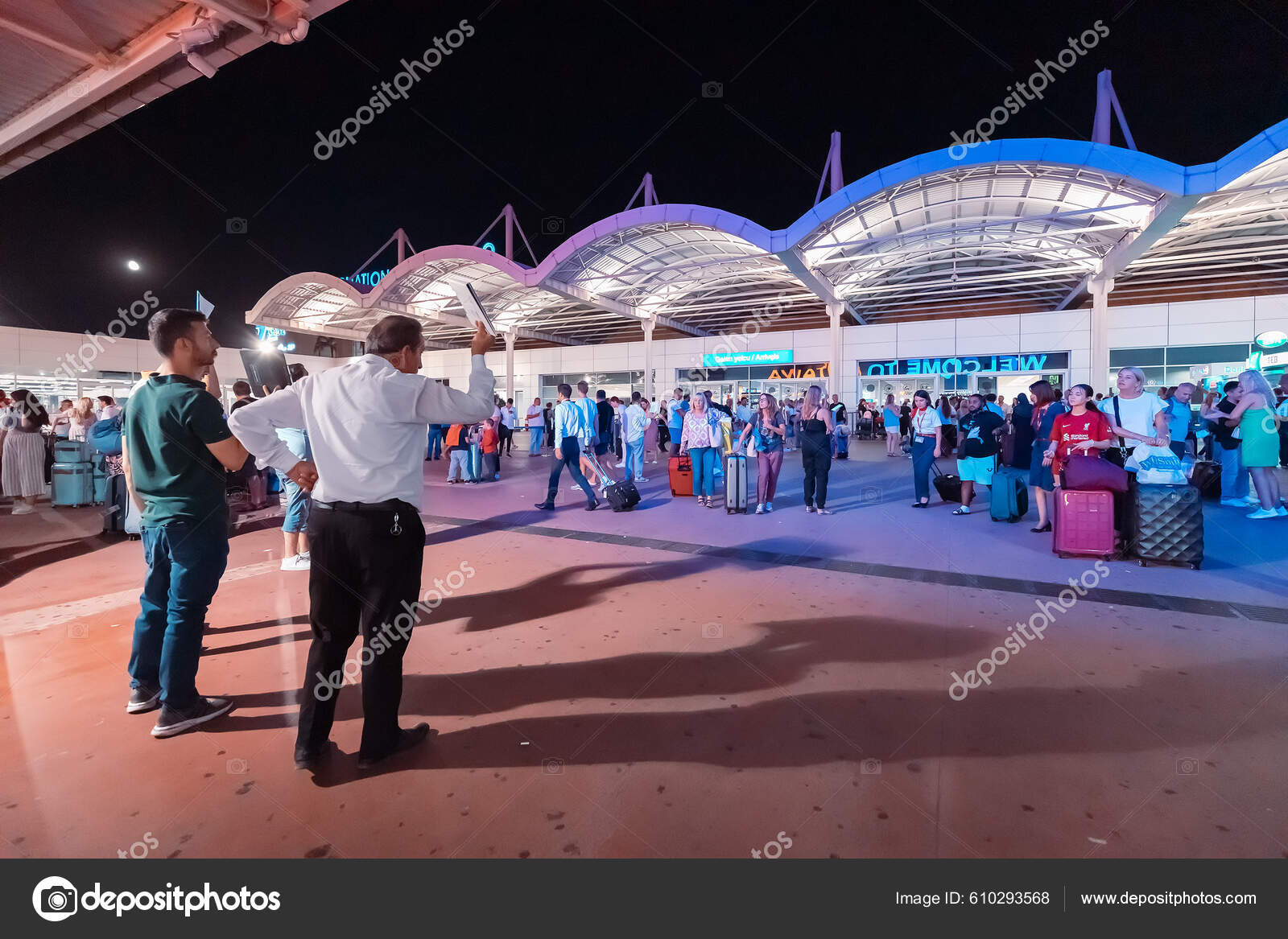 July 2022 Antalya Turkey Arrival International Terminal Airport Crowds Tourists Stock