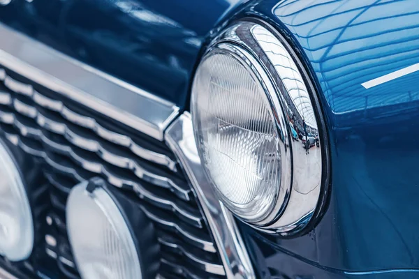 Headlamp Retro Car Old School Style Motorists Vintage Automobile Details — Stock Photo, Image