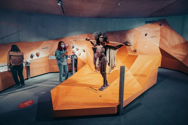 Июля 2022 Года Дюссельдорф Германия Посетители Совершают Экскурсию Неандертальскому Музею — стоковое фото