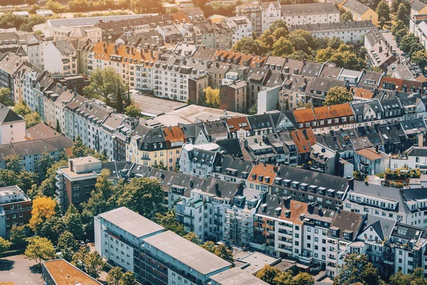 Aerial View Historic District Dusseldorf Houses Picturesque Roofs — Stock Photo, Image