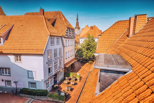 Července 2022 Osnabruck Německo Letecký Pohled Oranžové Střechy Starého Evropského — Stock fotografie