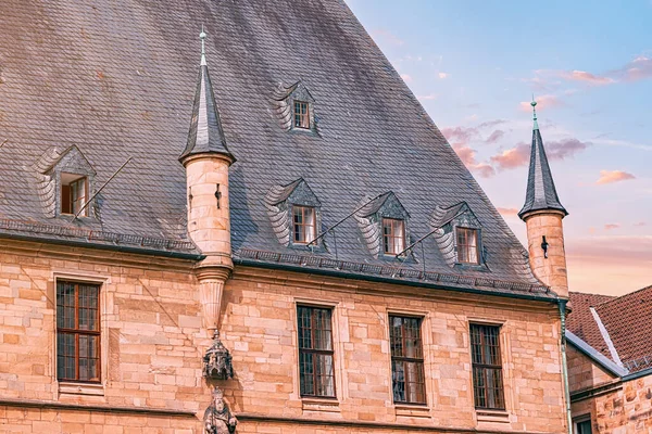 Vacker Gotisk Stadshus Eller Rathaus Byggnad Osnabruck Niedersachsen Tyskland Turist — Stockfoto