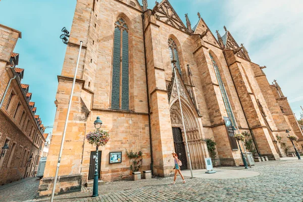 Julio 2022 Osnabruck Alemania Entrada Iglesia Catedral Gótica Casco Antiguo — Foto de Stock