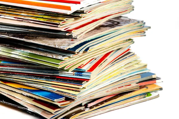 Una Pila Desordenada Revistas Viejas Coloridas Sobre Fondo Claro —  Fotos de Stock