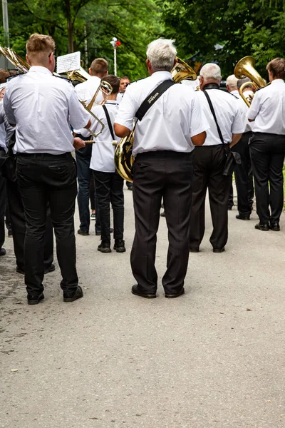 Porbka Poland August 2021 Brass Band Street Performance Amateur Musicians — Stock Photo, Image