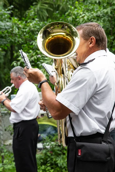 Porbka Poland August 2021 Brass Band Street Performance Amateur Musicians — Stock Photo, Image