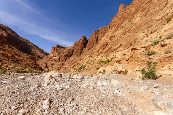 Pendientes Rocosas Rojas Garganta Todra Alto Atlas Cerca Ciudad Tinghir — Foto de Stock