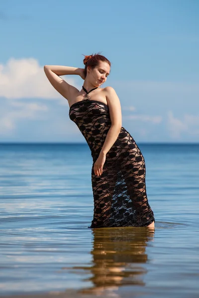 Woman in black dress — Stock Photo, Image