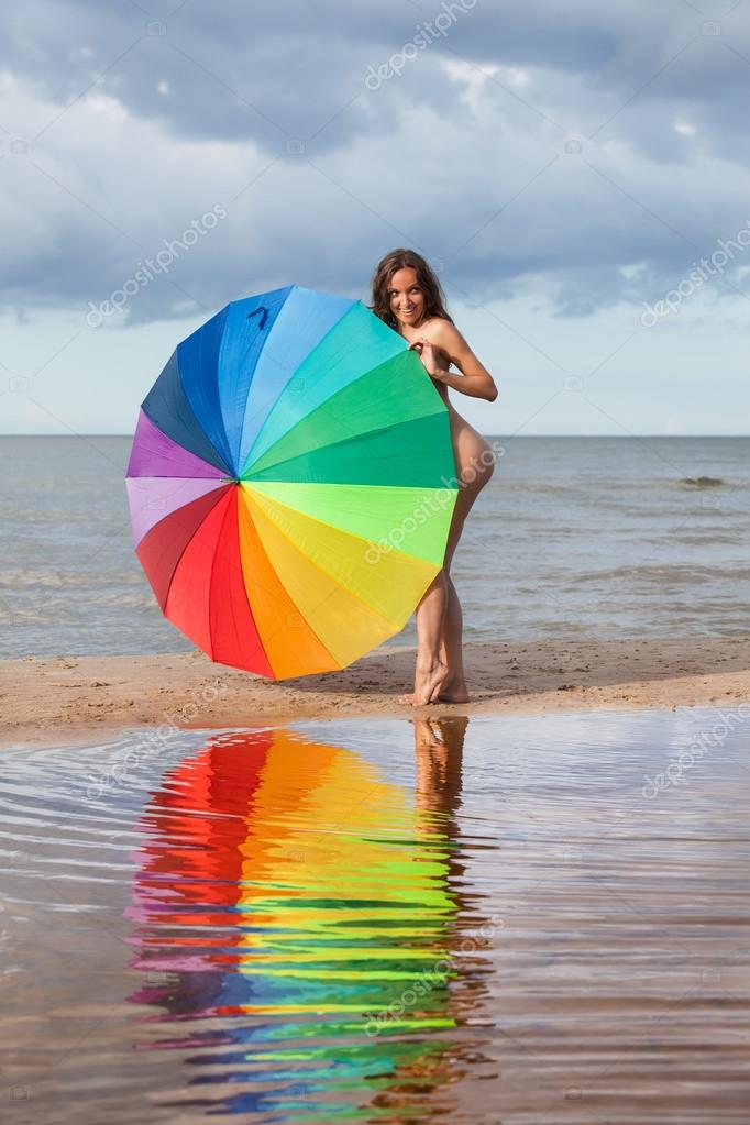 naked asian crossed legs umbrella girl naked nude