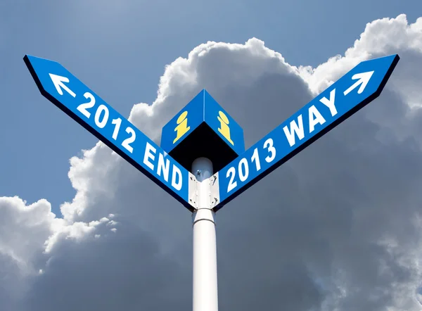 2012 sonu ve 2013 yol işaretleri — Stok fotoğraf
