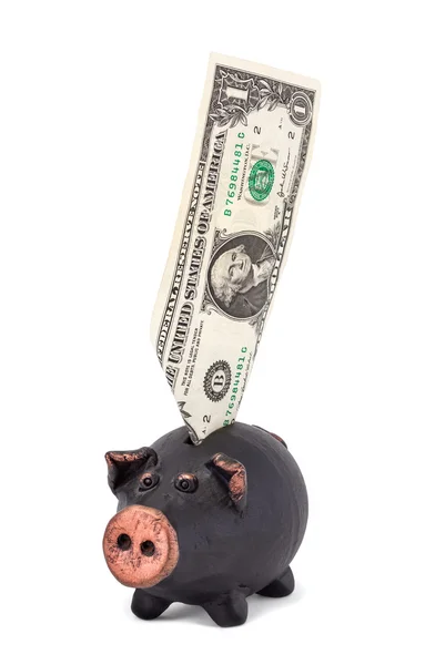 One dollar and piggy bank — Stock Photo, Image