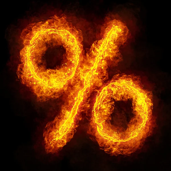 Ohnivé symbol procenta — Stock fotografie