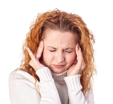 Woman suffering from headache clipart