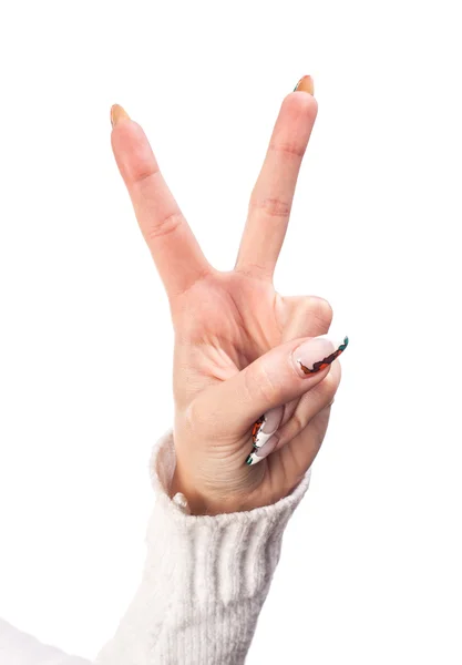 Hand victory sign — Stock Photo, Image