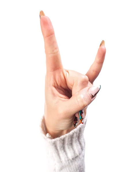 Hand victory sign — Stock Photo, Image