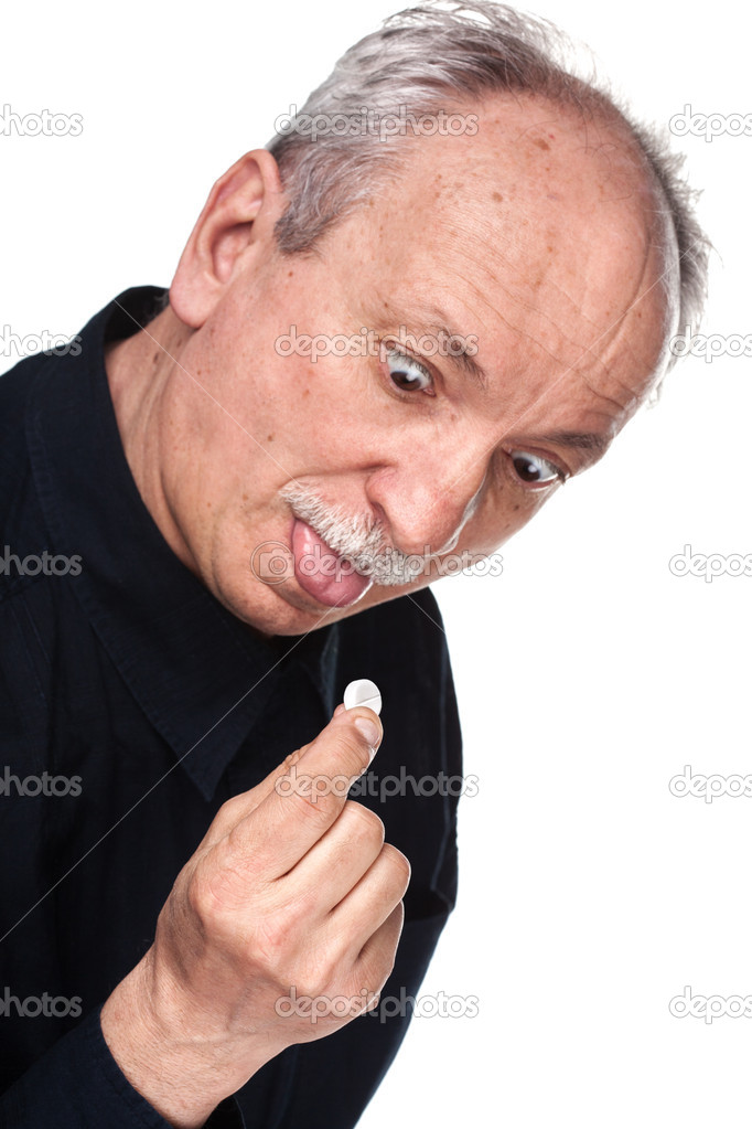 Old man wants to take a pill